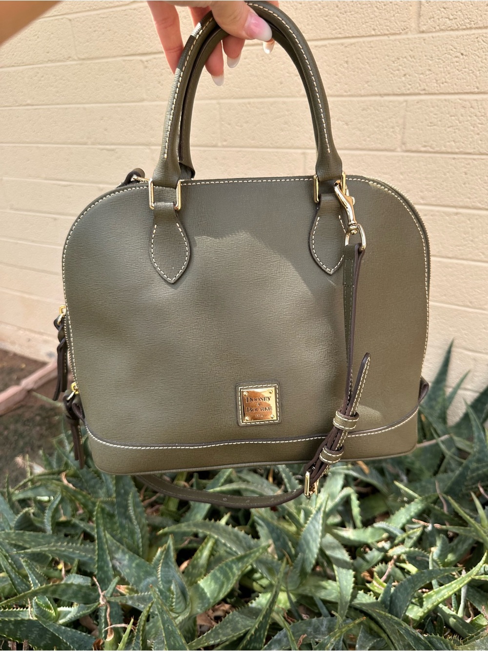 Olive Green Structured Dome Satchel - Dooney and Bourke